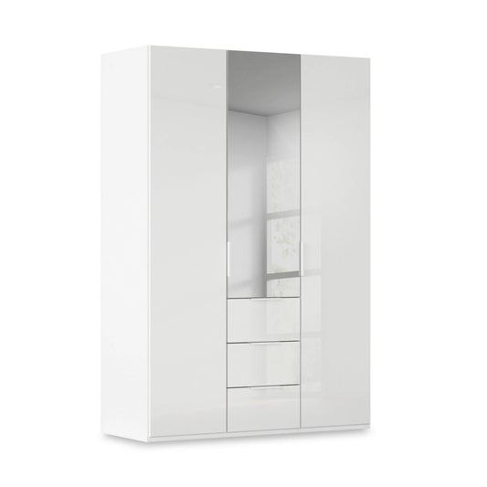 Rauch Haven 3 Door Combi Wardrobe with 2 Glass Doors and 1 Mirror Door in White
