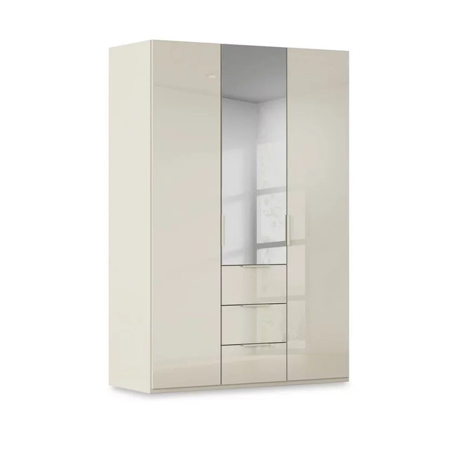 Rauch Haven 3 Door Combi Wardrobe with 2 Glass Doors and 1 Mirror Door in Champagne