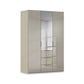 Rauch Haven 3 Door Combi Wardrobe with 2 Glass Doors and 1 Mirror Door in Fango