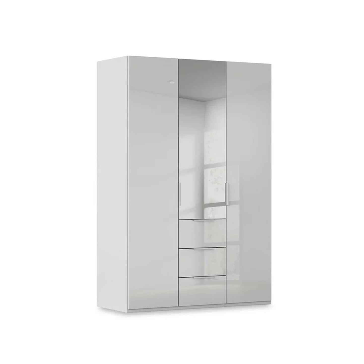 Rauch Haven 3 Door Combi Wardrobe with 2 Glass Doors and 1 Mirror Door in Silk Grey