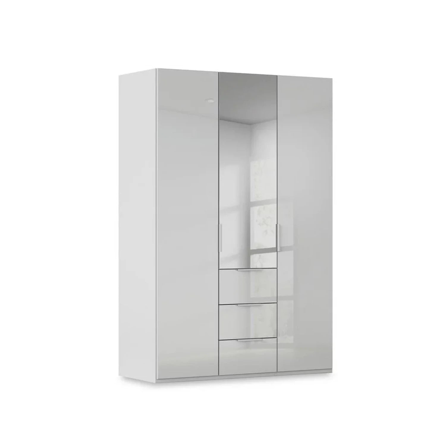 Rauch Haven 3 Door Combi Wardrobe with 2 Glass Doors and 1 Mirror Door in Silk Grey