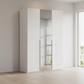 Rauch Heaven 150cm 3 Door Hinged Wardrobe with 2 Glass Doors and 1 Mirror Door in Alpine White styled in a modern bedroom