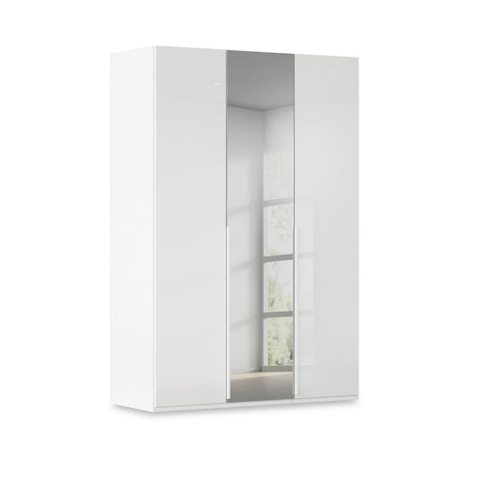 Rauch Haven 3 Door Hinged Wardrobe with 2 Glass Doors and 1 Mirror Door in White