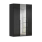 Rauch Haven 3 Door Hinged Wardrobe with 2 Glass Doors and 1 Mirror Door in Black