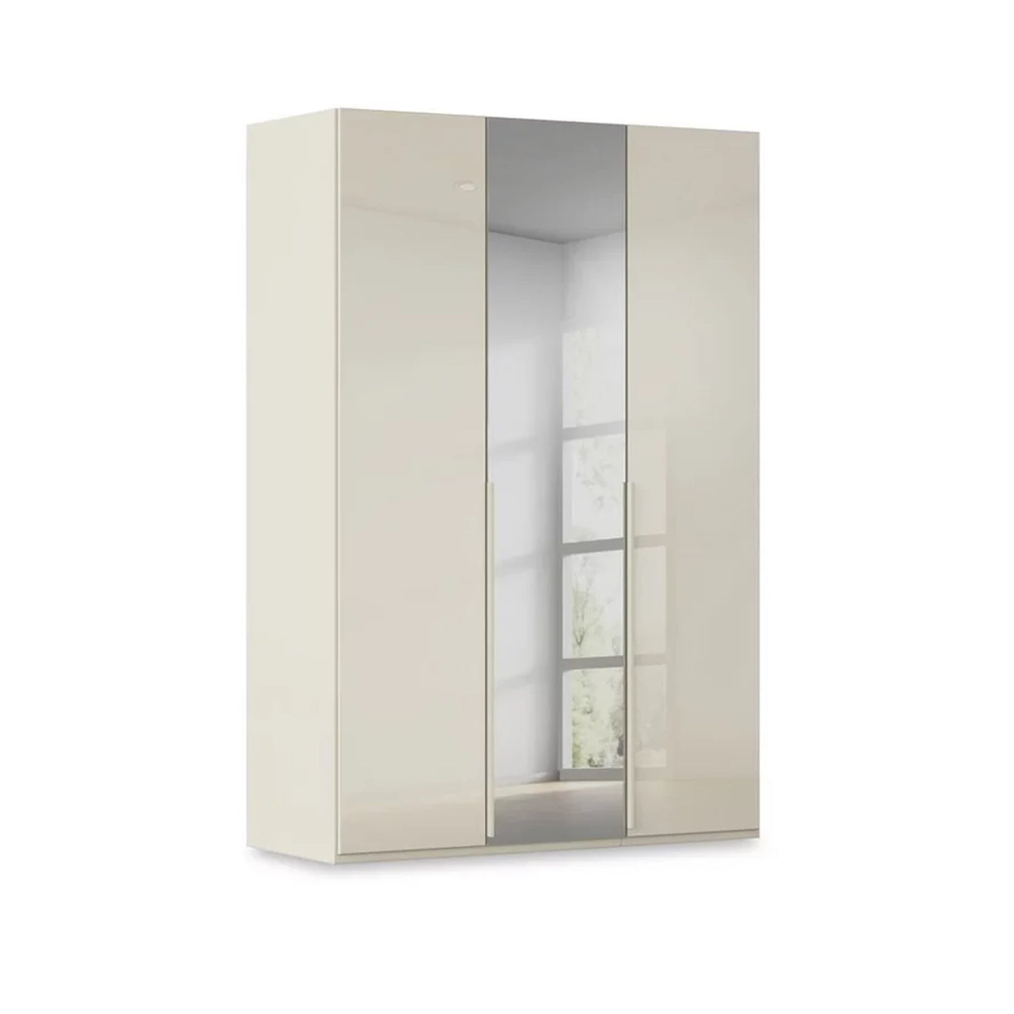 Rauch Haven 3 Door Hinged Wardrobe with 2 Glass Doors and 1 Mirror Door in Champagne
