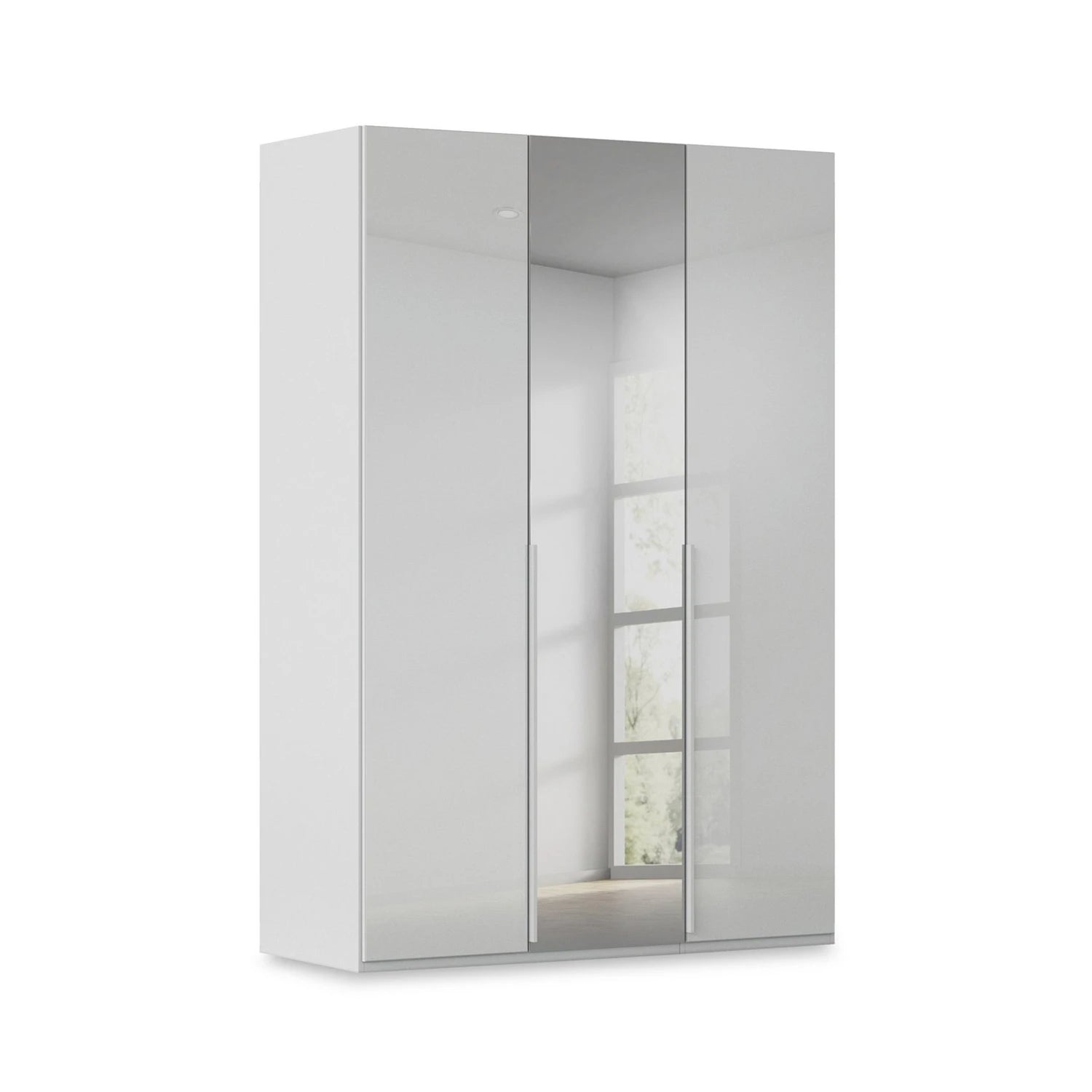 Rauch Haven 3 Door Hinged Wardrobe with 2 Glass Doors and 1 Mirror Door in Silk Grey