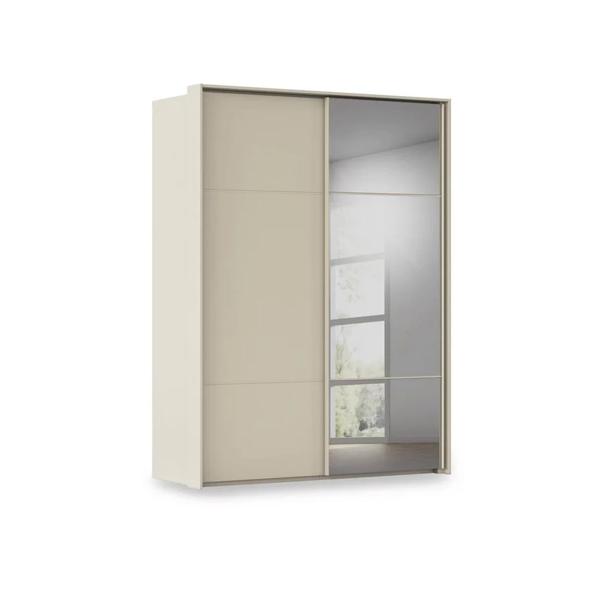 Rauch Haven 2 Door Slider Wardrobe with 1 Décor Door and 1 Mirror Door in Champagne