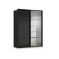 Rauch Haven 2 Door Slider Wardrobe with 1 Glass Door and 1 Mirror Door in Black