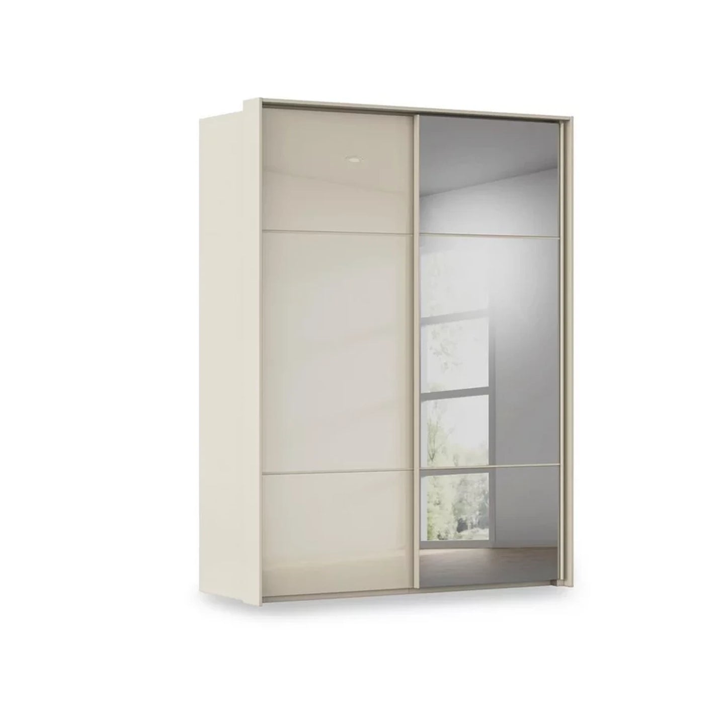 Rauch Haven 2 Door Slider Wardrobe with 1 Glass Door and 1 Mirror Door in Champagne