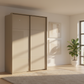 Rauch Heaven 170cm 2 Door Slider Wardrobe with Glass Doors in Fango styled in a modern bedroom