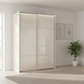 Rauch Heaven 160cm 2 Door Slider Wardrobe with Glass Doors and Lights in Champagne styled in a modern bedroom