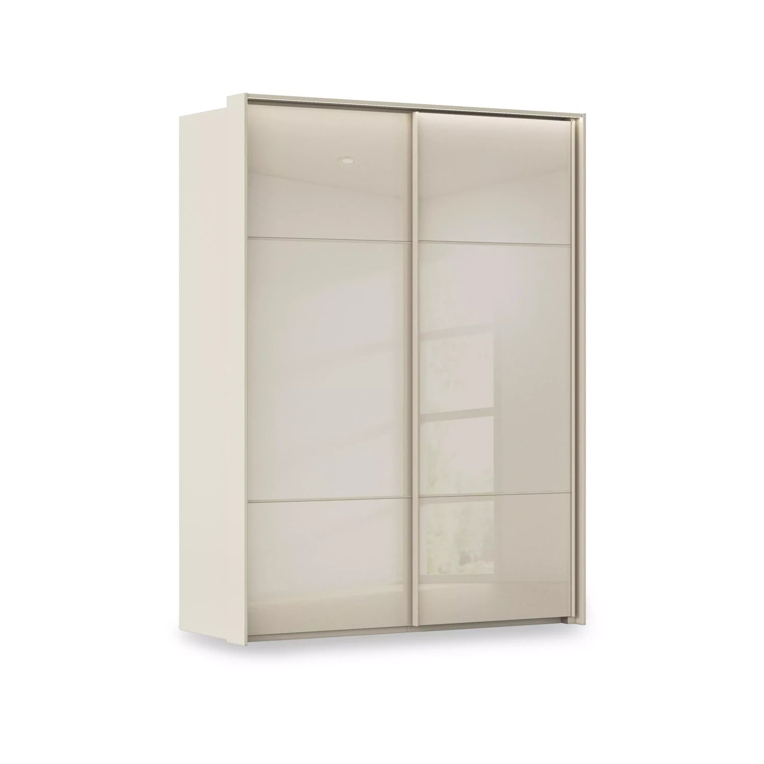Rauch Haven 2 Door Slider Wardrobe with Glass Doors and Lights in Champagne