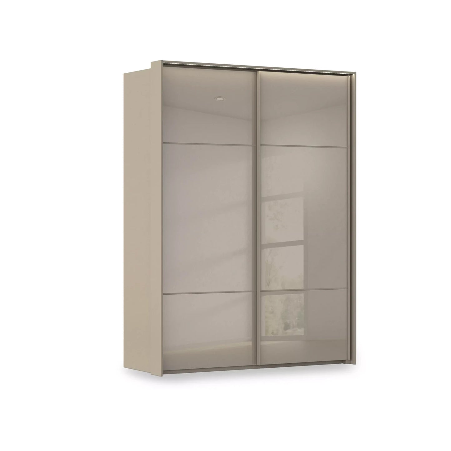 Rauch Haven 2 Door Slider Wardrobe with Glass Doors and Lights in Fango