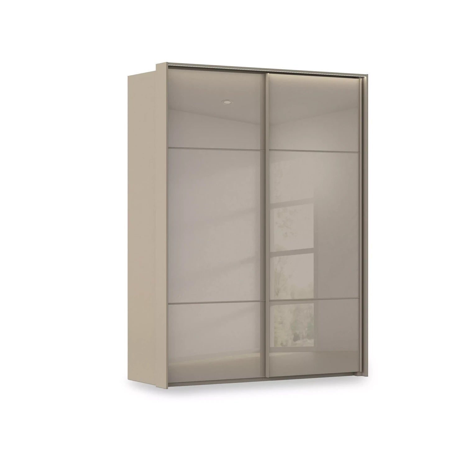 Rauch Haven 2 Door Slider Wardrobe with Glass Doors and Lights in Fango