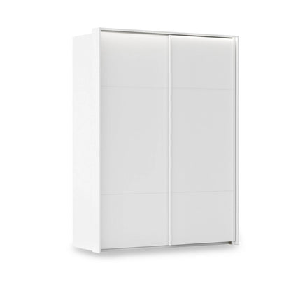 Rauch Heaven 2 Door Slider Wardrobe with Décor Doors and Lights in White
