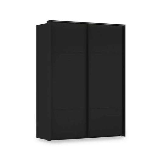 Rauch Heaven 2 Door Slider Wardrobe with Décor Doors and Lights in Black