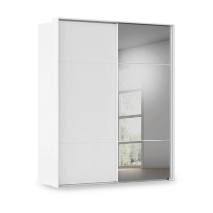 Rauch Heaven 2 Door Slider Wardrobe with 1 Décor Door and 1 Mirror Door in White