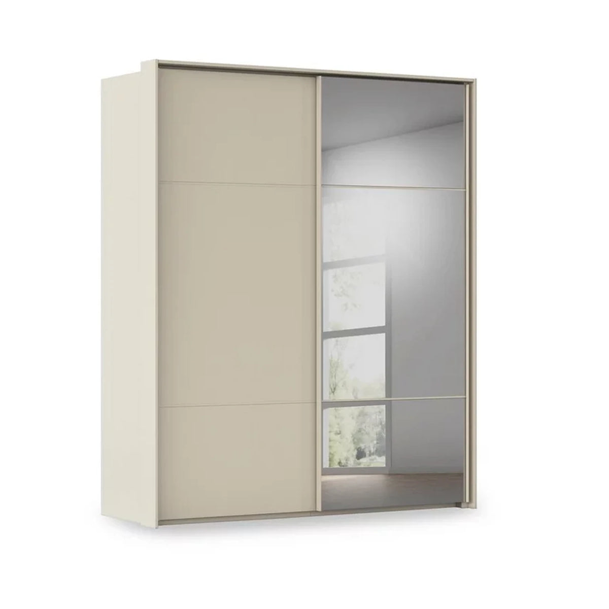 Rauch Heaven 2 Door Slider Wardrobe with 1 Décor Door and 1 Mirror Door in Champagne