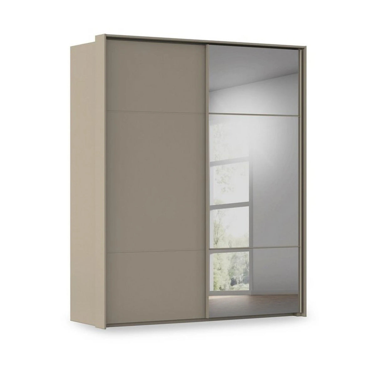 Rauch Heaven 2 Door Slider Wardrobe with 1 Décor Door and 1 Mirror Door in Fango