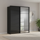 Rauch Heaven 180cm 2 Door Slider Wardrobe with 1 Glass Door and 1 Mirror Door in Black styled in a modern bedroom