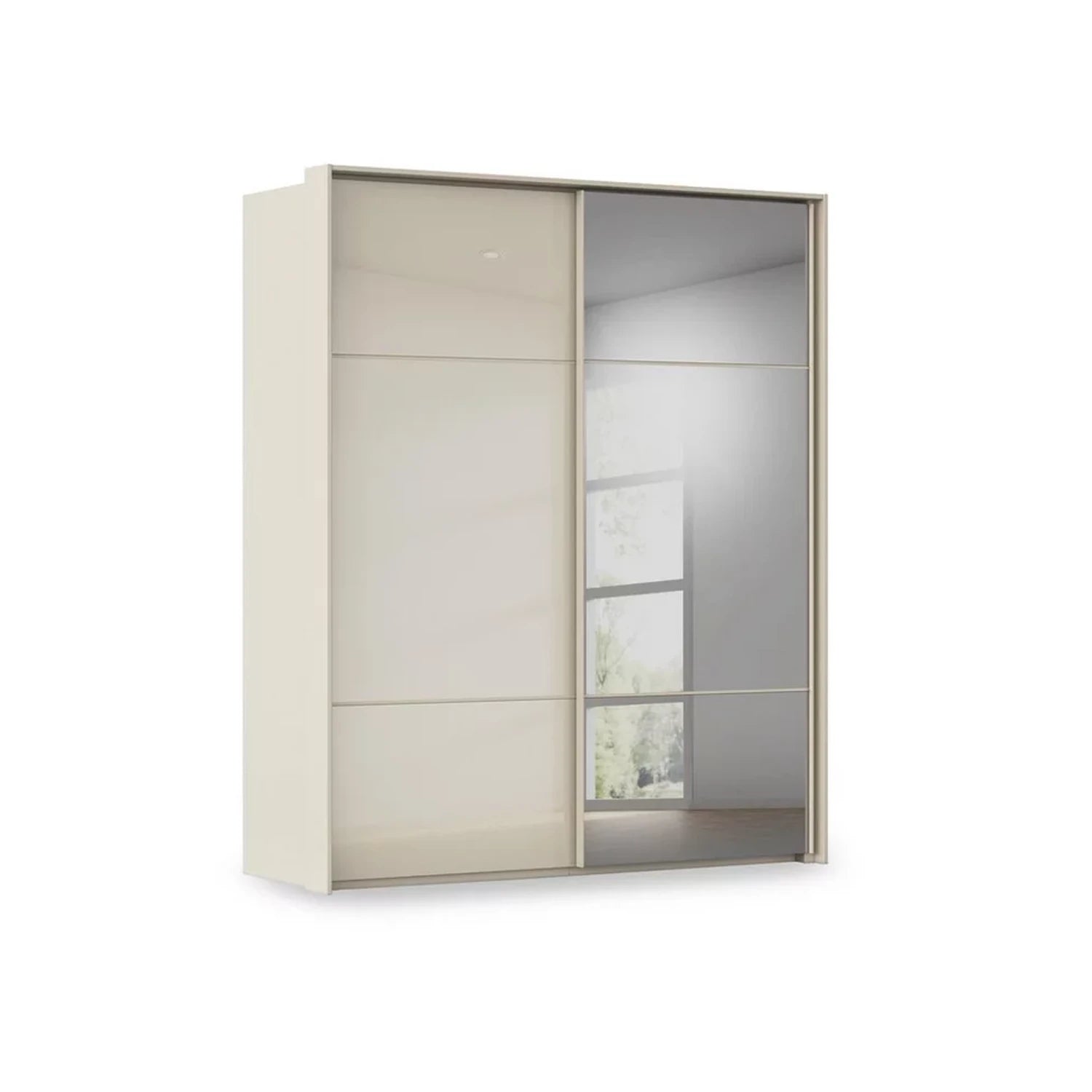 Rauch Haven 2 Door Slider Wardrobe with 1 Glass Door and 1 Mirror Door in Champagne