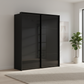 Rauch Heaven 180cm 2 Door Slider Wardrobe with Glass Doors in Black styled in a modern bedroom