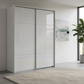 Rauch Heaven 180cm 2 Door Slider Wardrobe with Glass Doors in Silk Grey styled in a modern bedroom