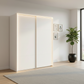 Rauch Heaven 180cm 2 Door Slider Wardrobe with Décor Doors and Lights in Alpine White styled in a modern bedroom
