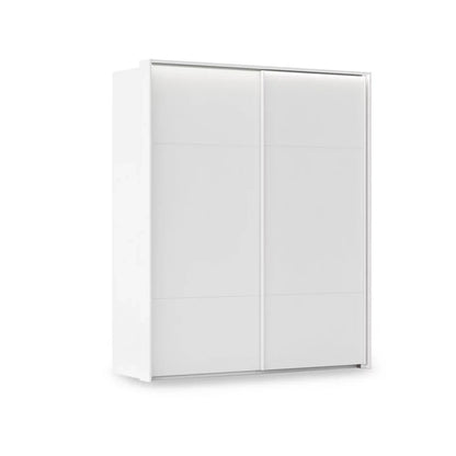 Rauch Haven 2 Door Slider Wardrobe with Décor Doors and Lights in White