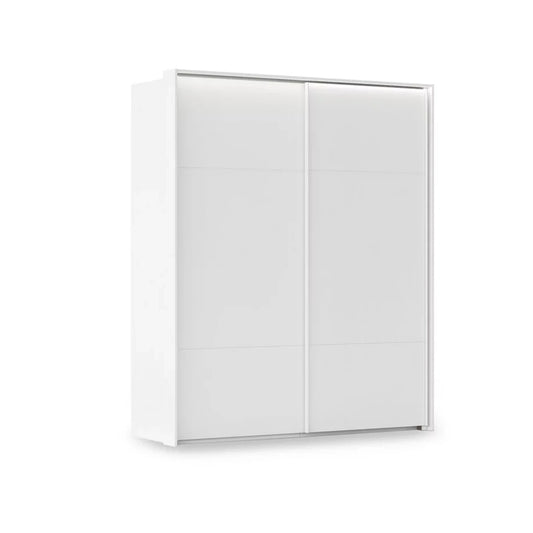 Rauch Haven 2 Door Slider Wardrobe with Décor Doors and Lights in White
