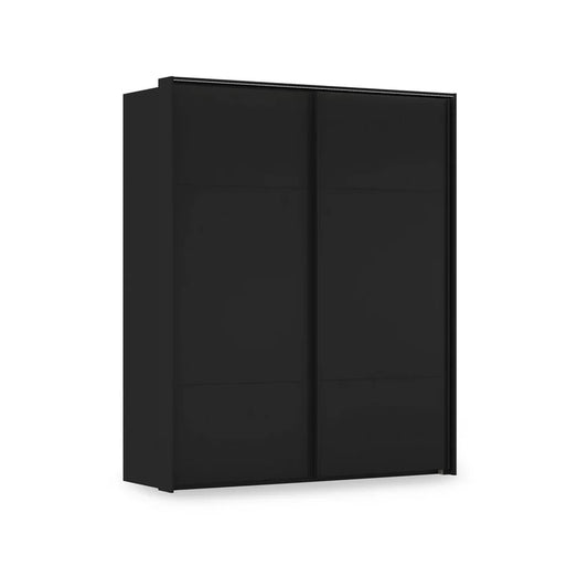 Rauch Haven 2 Door Slider Wardrobe with Décor Doors and Lights in Black