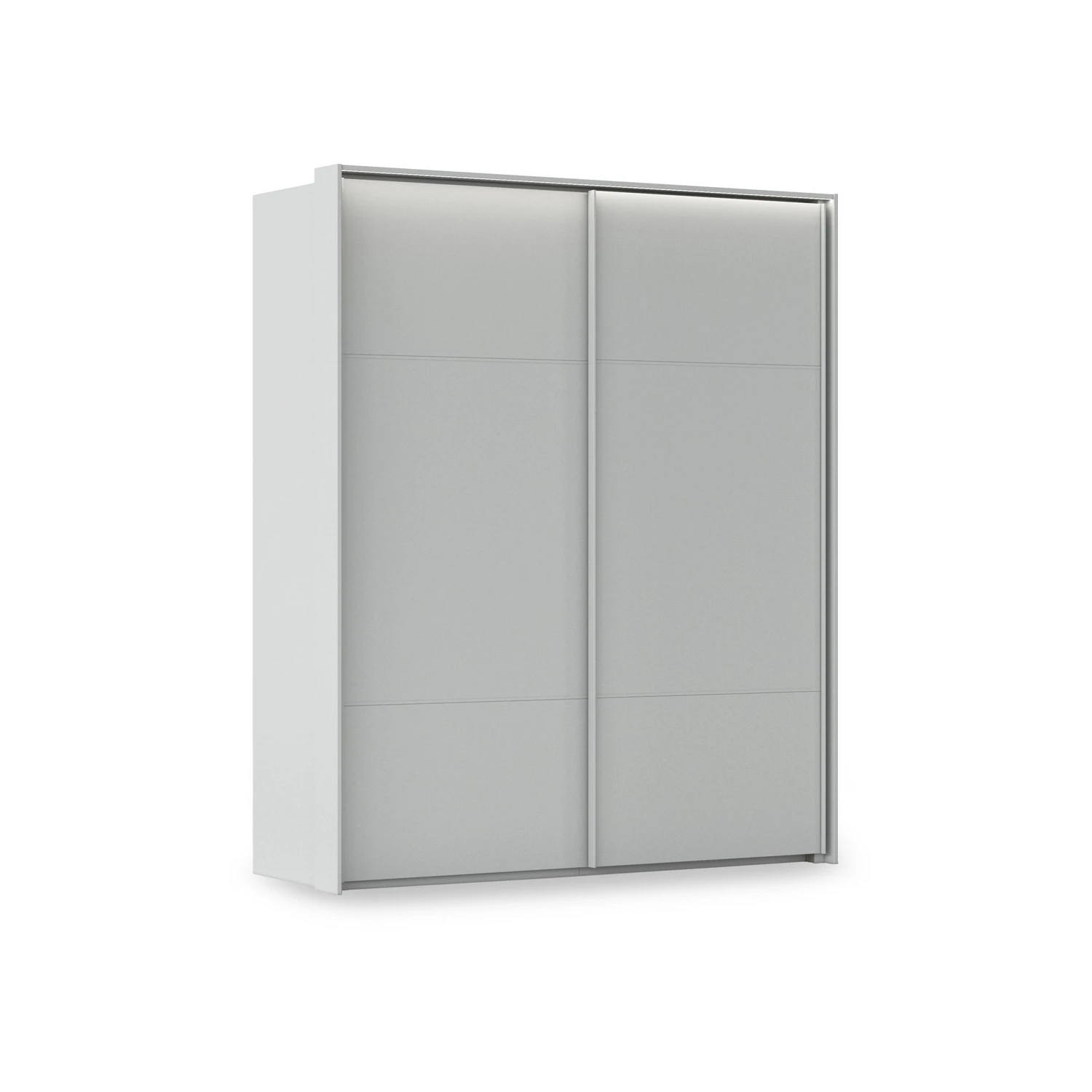 Rauch Haven 2 Door Slider Wardrobe with Décor Doors and Lights in Silk Grey