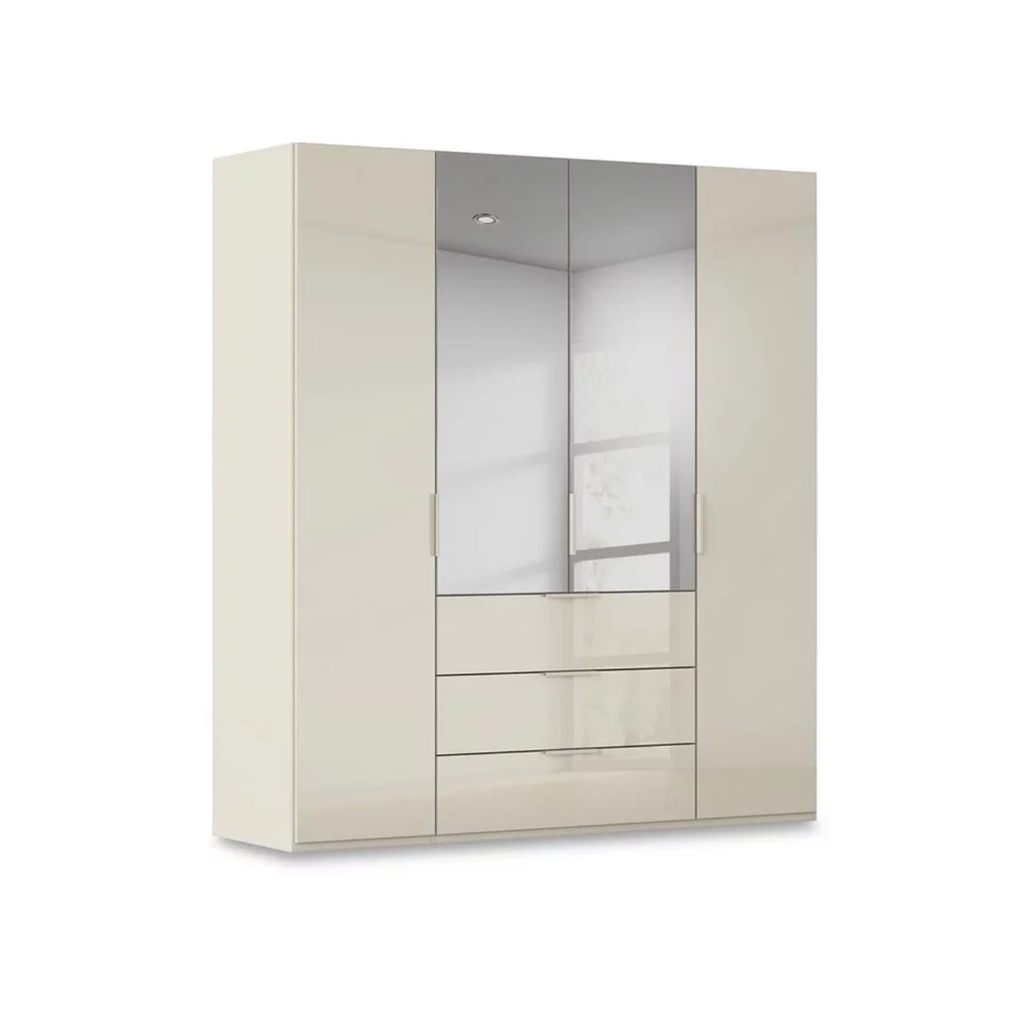 Rauch Haven 4 Door Combi Wardrobe with 2 Glass Doors and 2 Mirror Doors in Champagne