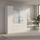 Rauch Heaven 200cm 4 Door Combi Wardrobe with 2 Glass Doors and 2 Mirror Doors in Silk Grey styled in a modern bedroom