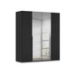 Rauch Haven 4 Door Hinged Wardrobe with 2 Décor Doors and 2 Mirror Doors in Black