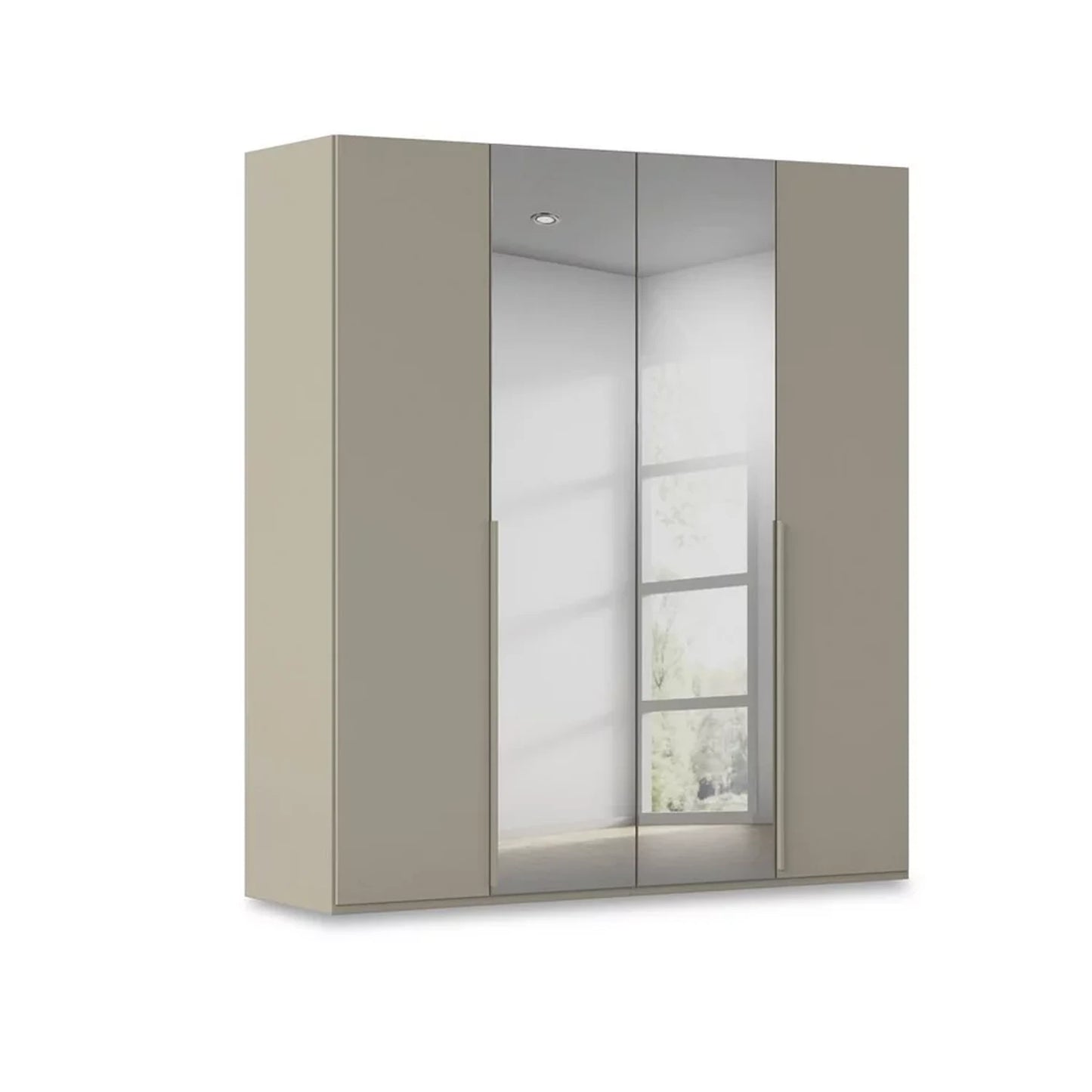 Rauch Haven 4 Door Hinged Wardrobe with 2 Décor Doors and 2 Mirror Doors in Fango