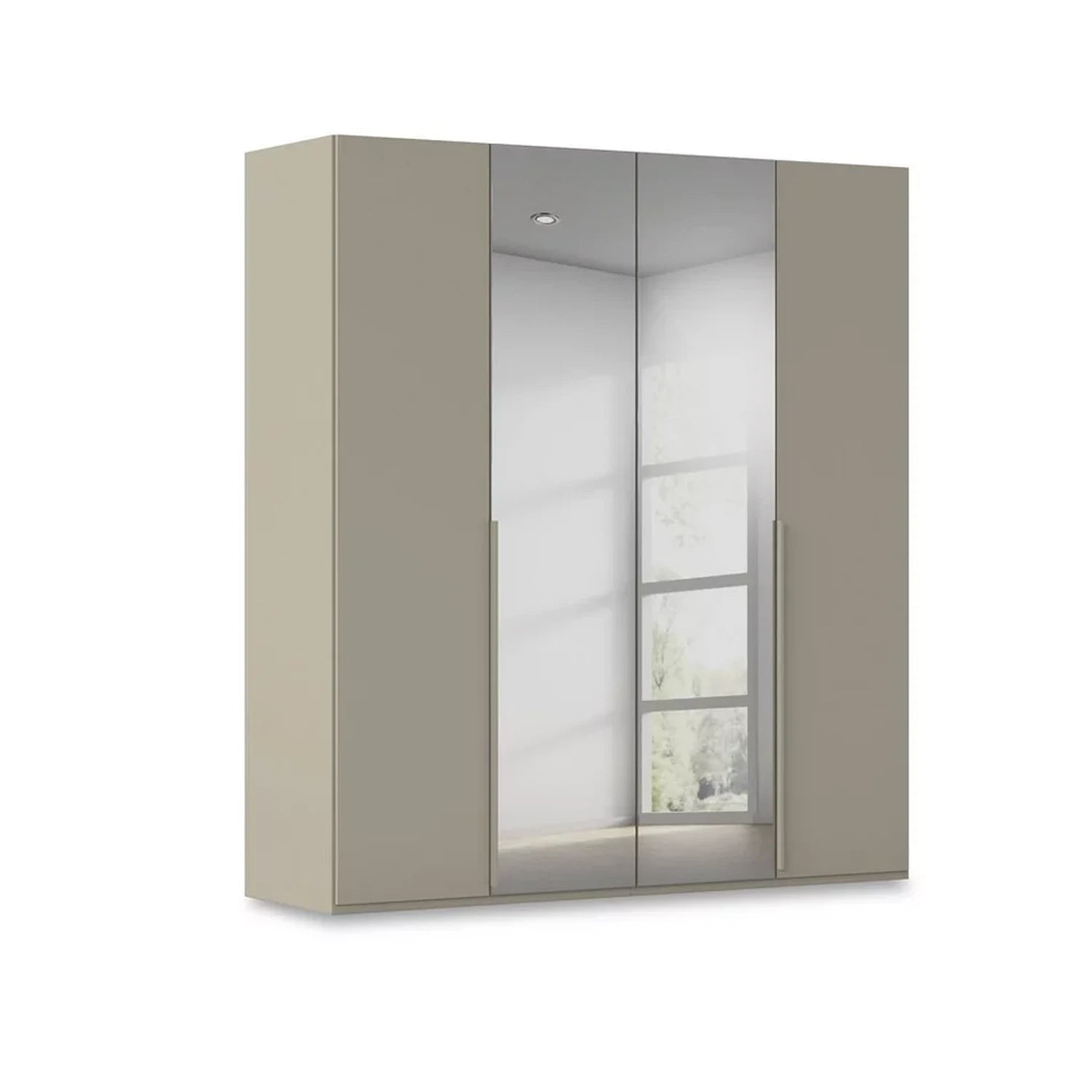 Rauch Haven 4 Door Hinged Wardrobe with 2 Décor Doors and 2 Mirror Doors in Fango