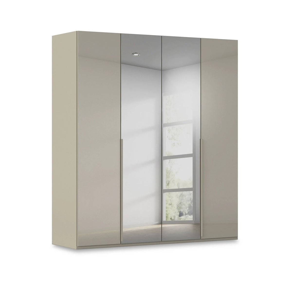 Rauch Haven 4 Door Hinged Wardrobe with 2 Glass Doors and 2 Mirror Doors in Fango