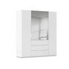 Rauch Haven 4 Door Combi Décor Wardrobe with 2 Décor Doors and 2 Mirror Doors in White