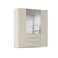 Rauch Haven 4 Door Combi Décor Wardrobe with 2 Décor Doors and 2 Mirror Doors in Champagne