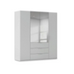 Rauch Haven 4 Door Combi Décor Wardrobe with 2 Décor Doors and 2 Mirror Doors in Silk Grey