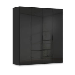 Rauch Haven 4 Door Combi Wardrobe with Glass Doors in Black