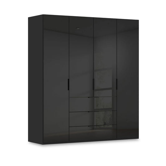Rauch Haven 4 Door Combi Wardrobe with Glass Doors in Black