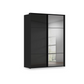 Rauch Haven 2 Door Slider Wardrobe with 1 Glass Door, 1 Mirror Door and Lights in Black