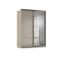 Rauch Haven 2 Door Slider Wardrobe with 1 Glass Door, 1 Mirror Door and Lights in Fango