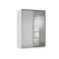 Rauch Haven 2 Door Slider Wardrobe with 1 Glass Door, 1 Mirror Door and Lights in Silk Grey