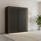 Rauch Heaven 200cm 2 Door Slider Wardrobe with Décor Doors and Lights in Black styled in a modern bedroom