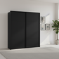 Rauch Haven 200cm 2 Door Slider Wardrobe with Décor Doors in Black styled in a modern bedroom