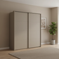 Rauch Haven 200cm 2 Door Slider Wardrobe with Décor Doors in Fango styled in a bedroom