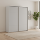 Rauch Haven 200cm 2 Door Slider Wardrobe with Décor Doors in Silk Grey styled in a modern bedroom